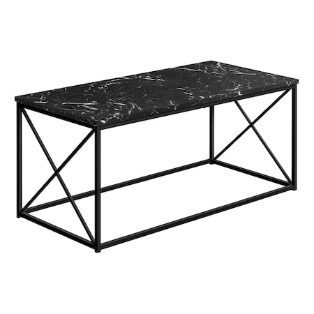 Monarch Specialties Coffee Table, Accent, Cocktail, Rectangular, Living Room, 40"L, Metal, Laminate, Black Marble Look I 3783